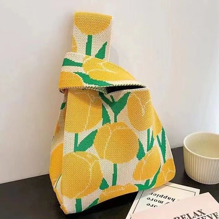 ZllKl Knitted Bag with Hand Gift Bag Handbag Rabbit Hand Bag Ins Large Capacity Gift Bag Small Handbag Wrist