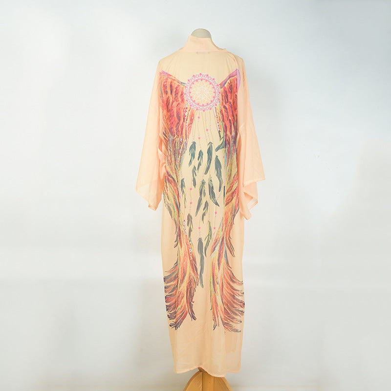 2025 printed blouse women's Manga Ocean Wings series sexy Muse long cardigan swimsuit with women