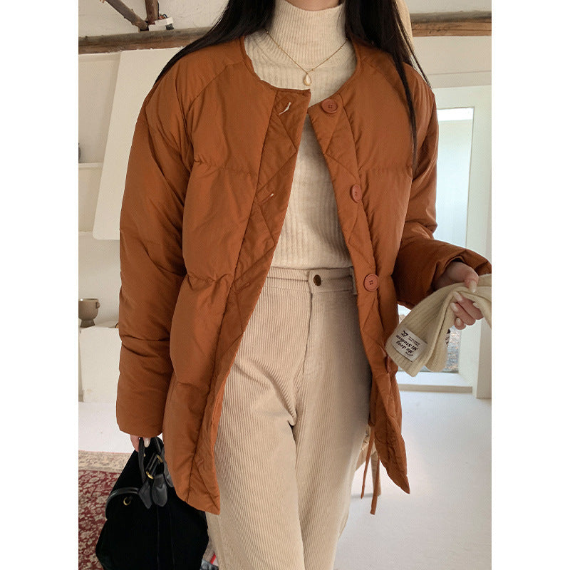 GIERRT Edinburgh, white duck down fur collar scarf down jacket women's autumn bread jacket loose atmosphere coat