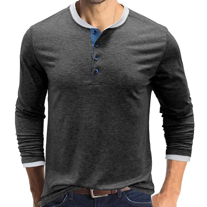 ZLLKL 2025 men's clothing Henry shirt autumn and winter men's long-sleeved t-shirt Popular trade men's t-shirt short-sleeved top clothing wholesale
