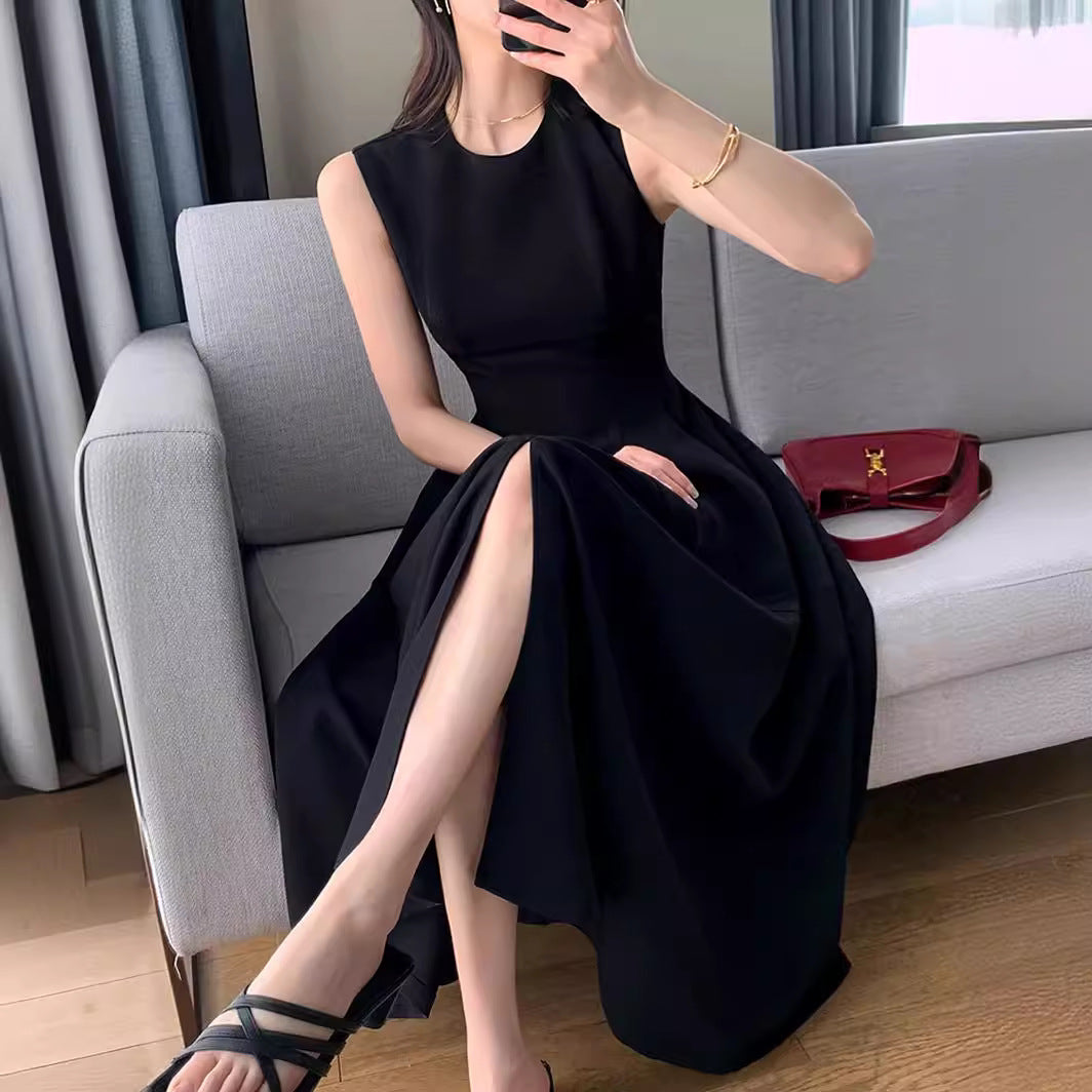 ZllKl Black Dress Summer New Sleeveless Temperament Slimming Commuting Hepburn Style Dress Dress Wholesale