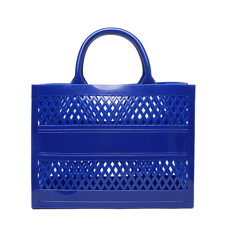 ZLLKL 2025 Trendy PVC Barbie Jelly Bag ins Beach Bag Large Capacity Storage Hollow Beach Bag Shopping Basket Portable Customization
