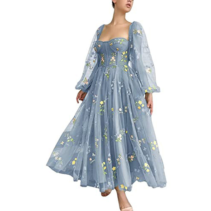 2025 EBAY Popular and Party Ball Evening Dress Lace Embroidery Medium and Long Dress Long Sleeve Evening Dress