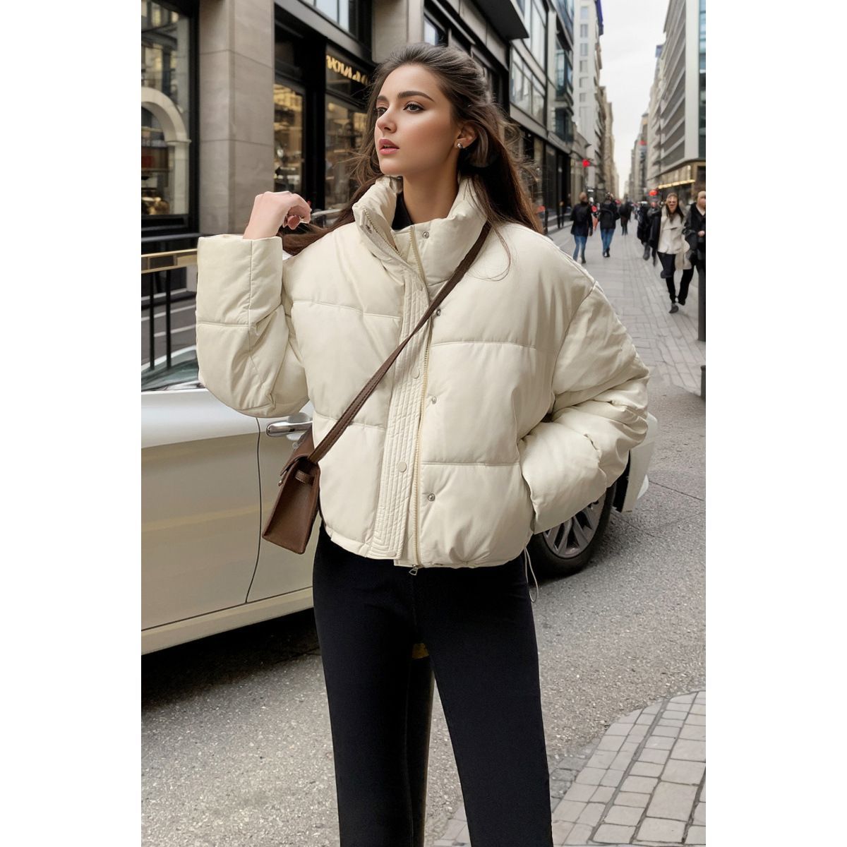 China, Europe and America winter leave-in pu leather cotton clothes women's short 2025 new thickened bread clothes small warm jacket