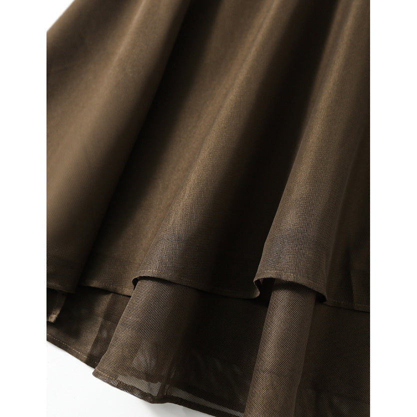 2025 Design high-waisted skirt, wrapped double-layer medium and long spring and summer new women's skirt