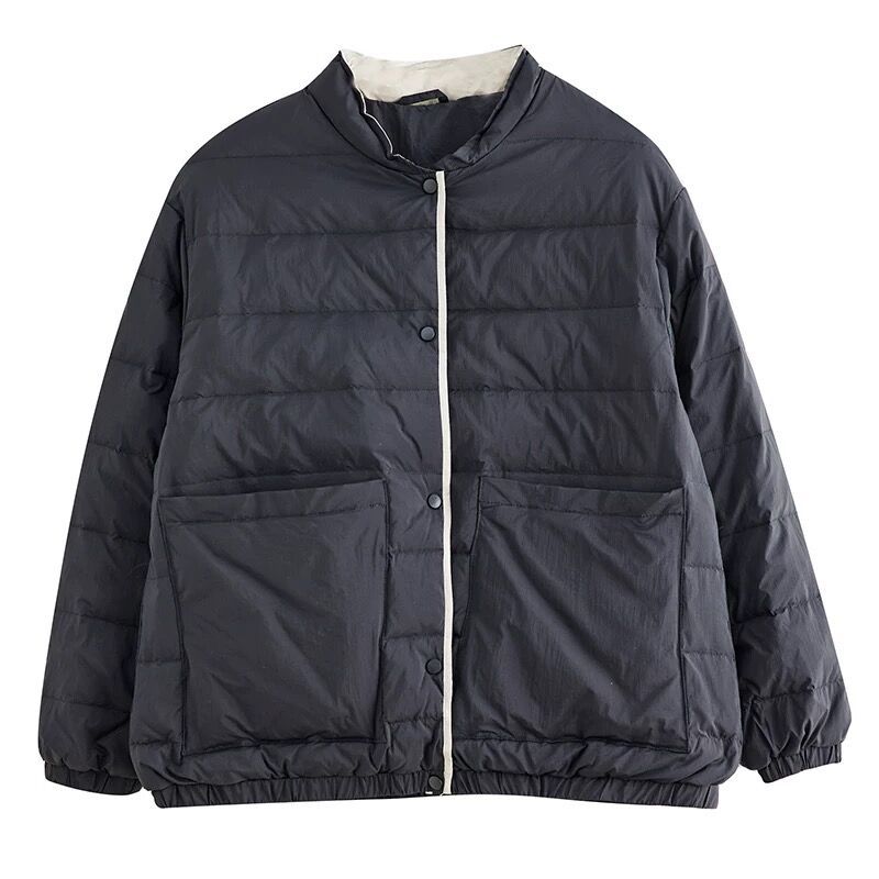 2023 autumn and winter new down jacket women's light and loose white duck down baseball collar commuter warm short jacket