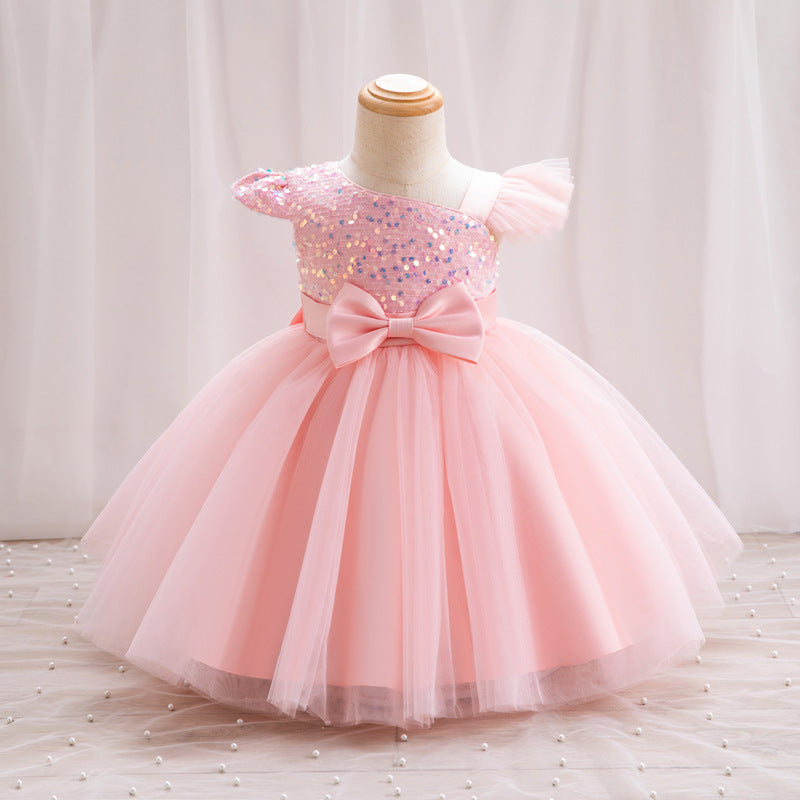 ZllKl Girls' New Princess Mesh Embroidered Children's Dress Children Puff Mesh Birthday Full-Year Formal Dress Wholesale