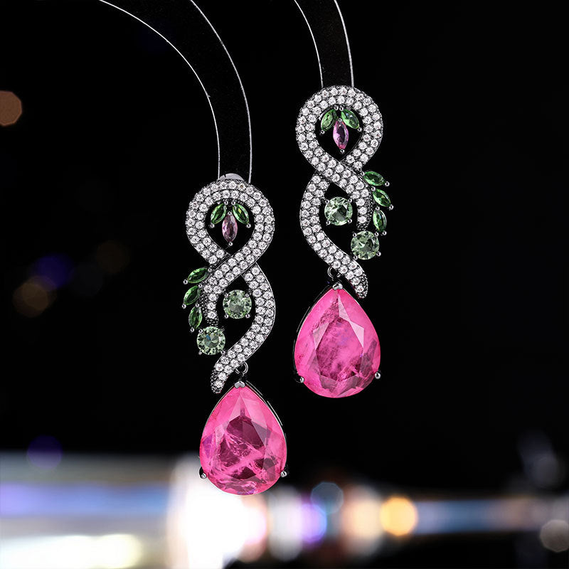 2025 Fashion long luxury water drop earrings inlaid with zircon dinner earrings fringed New temperament earrings wholesale