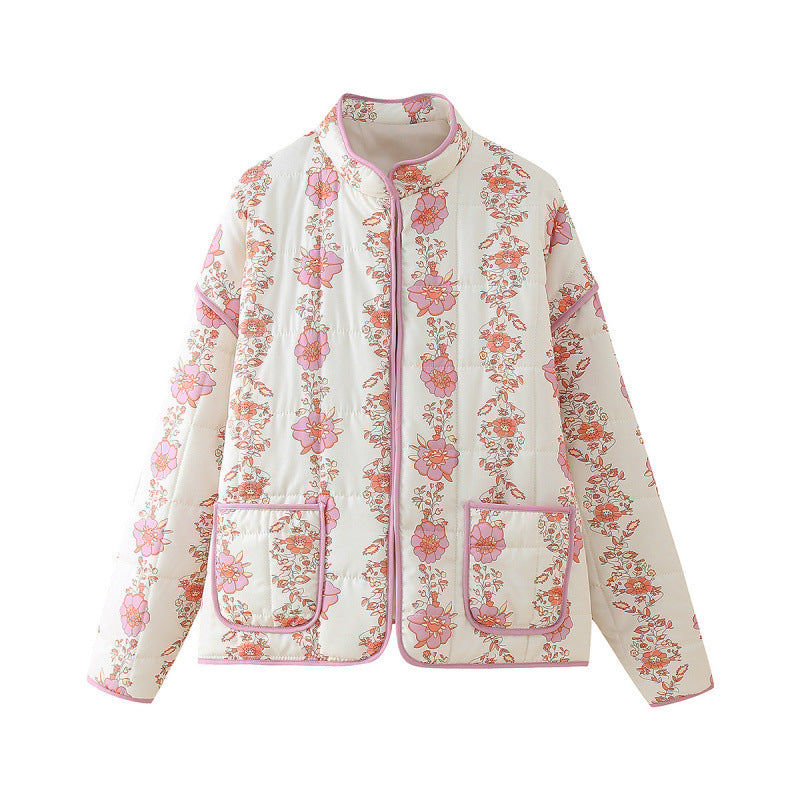 Cross-border 2025 autumn and winter European and American cross-border women's clothing street fashion casual printed cotton-padded jacket w028 6