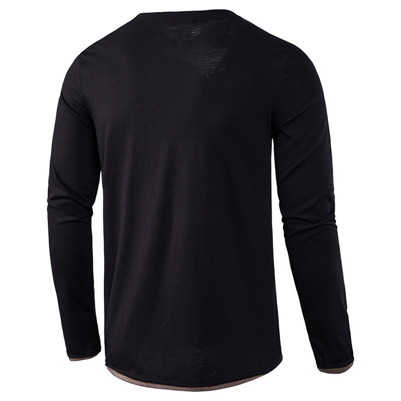 ZLLKL 2025 Hot trade men's long-sleeved men's clothes, autumn t-shirt men's t-shirt solid color Henry clothing customization