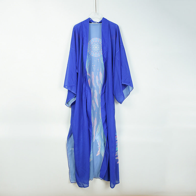 2025 printed blouse women's Manga Ocean Wings series sexy Muse long cardigan swimsuit with women
