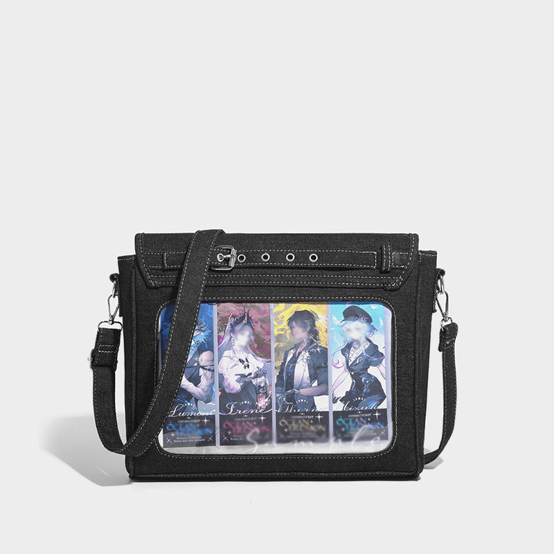 ZLLKL 2025 transparent pain bag women's popular new large-capacity denim small square bag two-dimensional single shoulder messenger baby bag