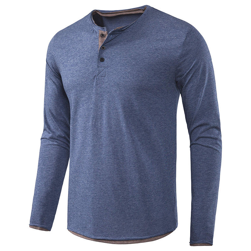 ZLLKL 2025 Hot trade men's long-sleeved men's clothes, autumn t-shirt men's t-shirt solid color Henry clothing customization