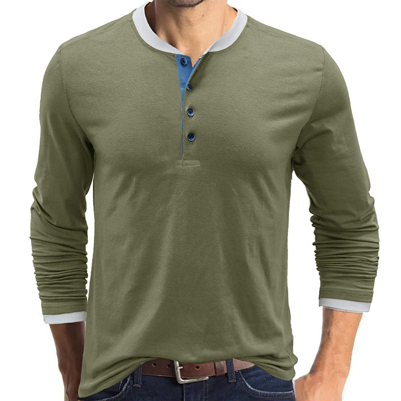 ZLLKL 2025 men's clothing Henry shirt autumn and winter men's long-sleeved t-shirt Popular trade men's t-shirt short-sleeved top clothing wholesale