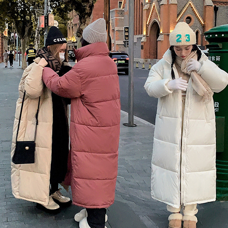 Russian extended model to ankle down cotton-padded jacket for women in the winter of 2023, new Korean version loose knee-padded jacket