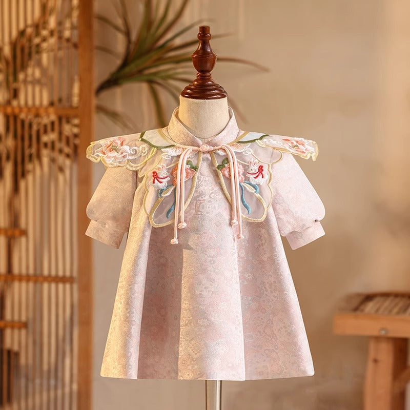 ZllKl Chinese Style One Year Old Celebration Dress Baby Girl New Girl Birthday Banquet Zhuazhou Tang Suit National Style Baby Girl Crown Clothes Spring and Summer