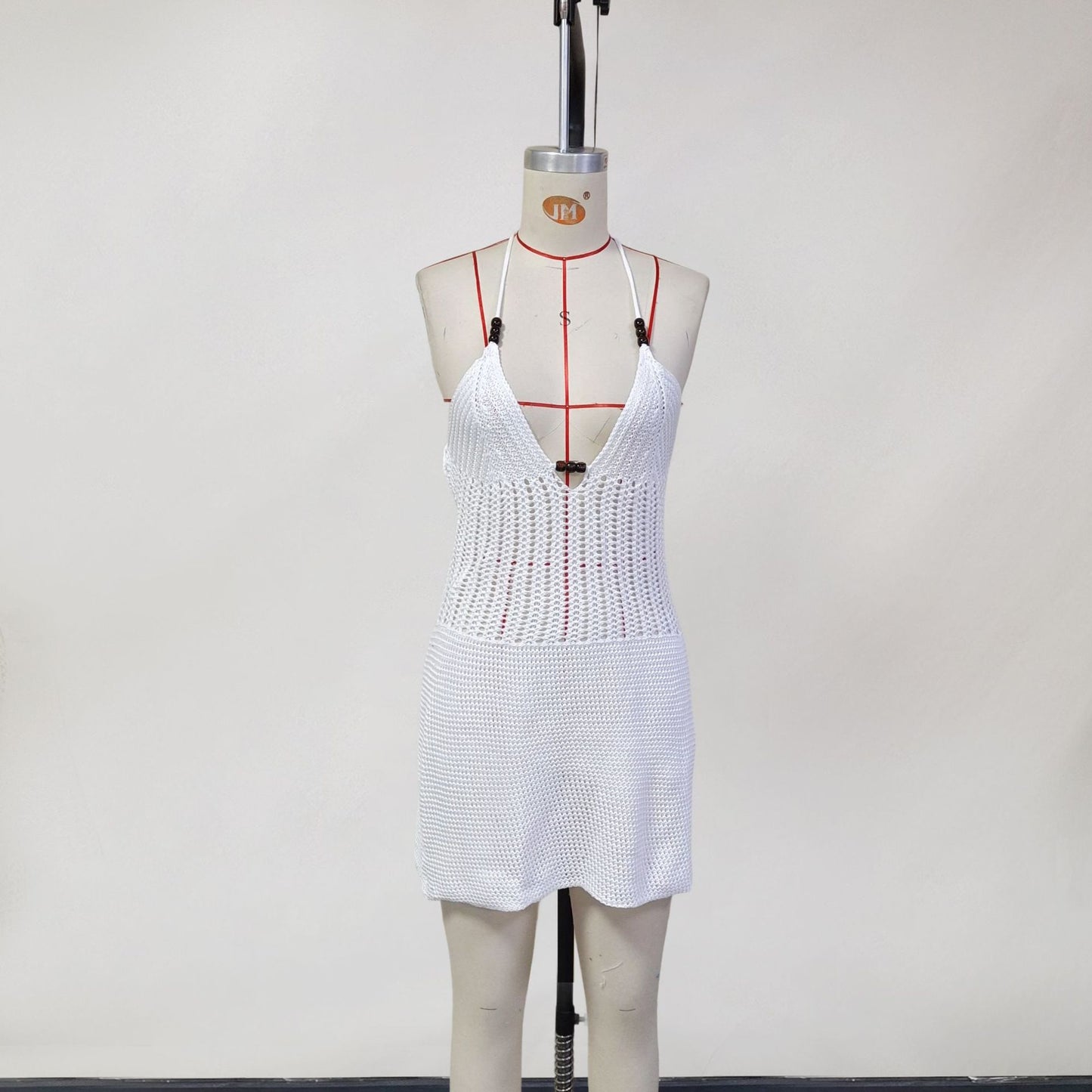 ZLLKL 2025 New products in !! spring women's clothing knitted hollow sexy V-neck neck halter strap beach skirt women