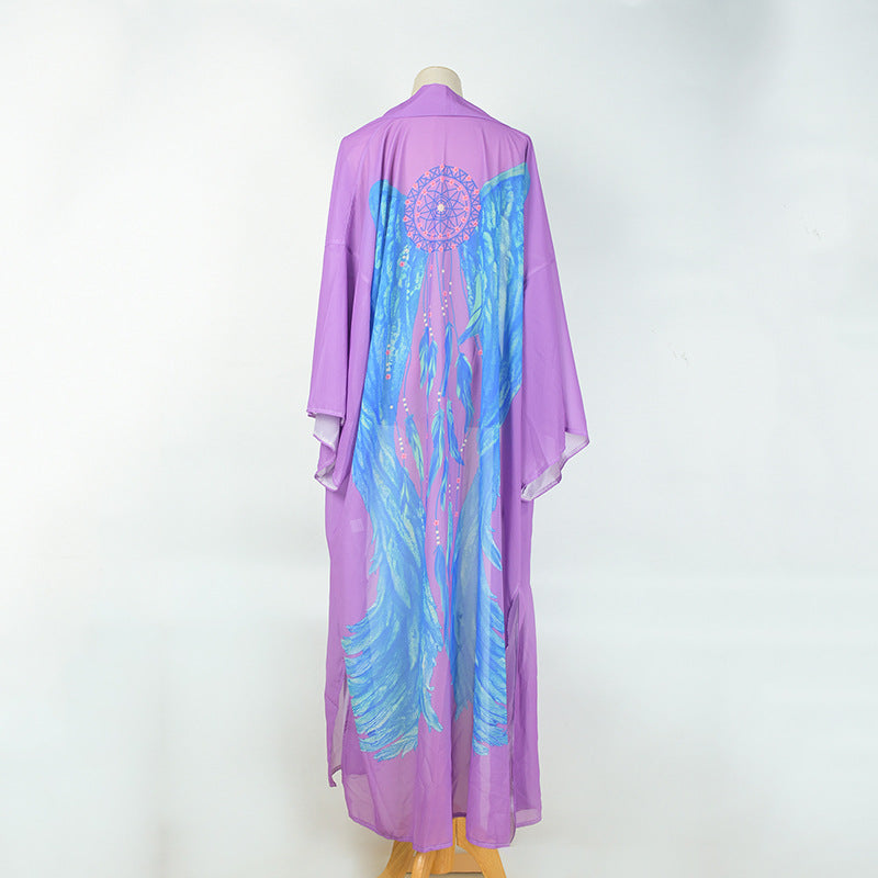 2025 printed blouse women's Manga Ocean Wings series sexy Muse long cardigan swimsuit with women