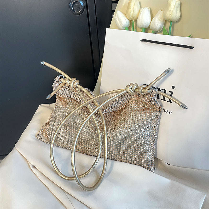 ZllKl Diamond Studded by Hand Crystal Bag Metal Sequins Full Diamond Rhinestone Bag Dumpling Bag Underarm Bag High Sense Rhinestone Bag for Women