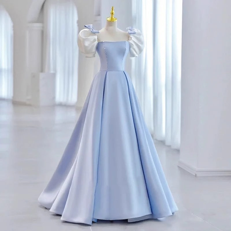 2025 Light blue evening dress women's high-end adult ceremony princess dress on the run haute couture light luxury vocal art test long