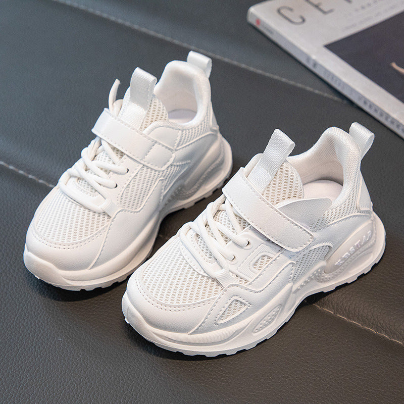 ZllKl Girls' Autumn New Colorblock Sneakers Velcro Toddler and Children Elementary School Running Shoes Pumps Mesh Breathable