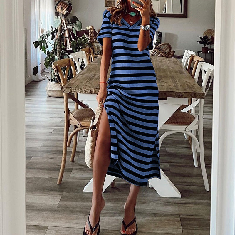 ZllKl Spring European and American Style Wish Best Selling Women's Clothes Cross-Border Slit Loose Printed Skirt New Jumpsuit