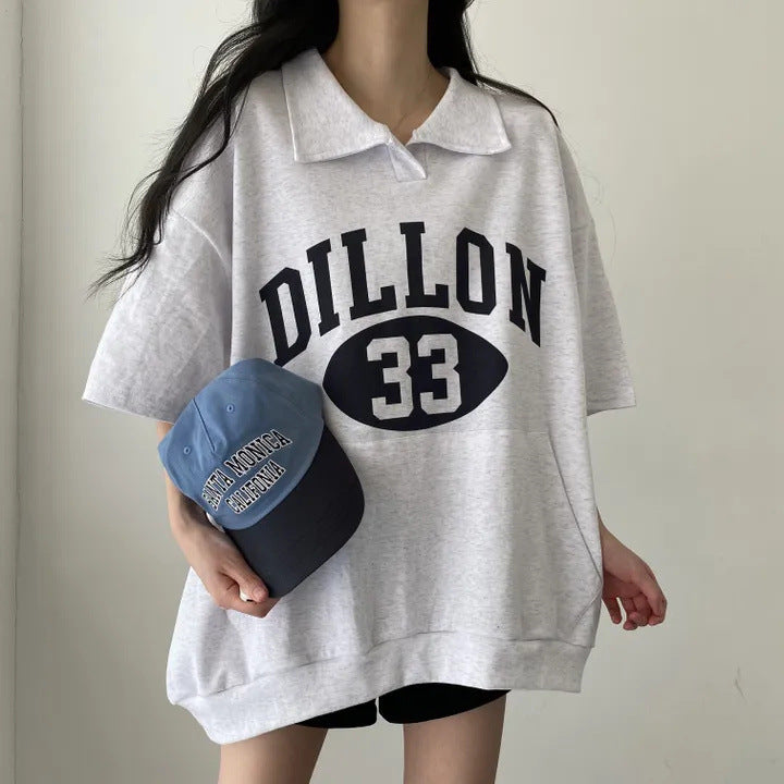 ZllKl Manufacturer black top ins medium and long cotton T-shirt women's summer tide brand short sleeve pocket Internet celebrity Korean version polo sweater