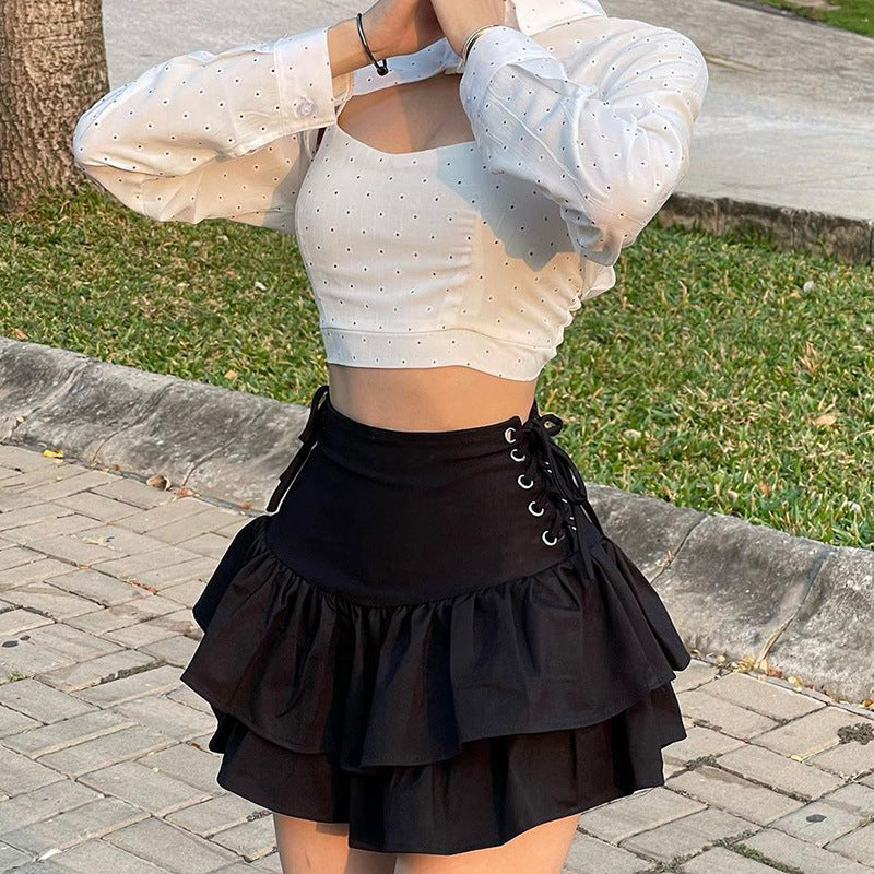 ZllKl Qy21034 Autumn New Hot Girl Sexy Slim Side Waist Belt Skirt Women Fashion Women's Wear Short Skirt