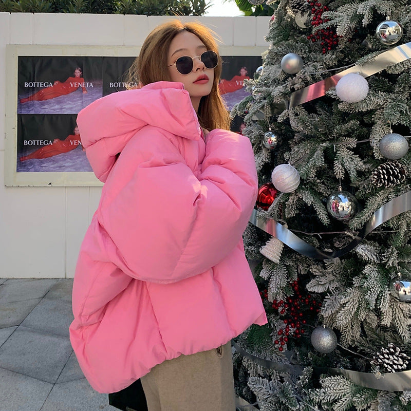 2023 winter new European and American fashion bread down cotton clothes women's thickened loose small short cotton coat