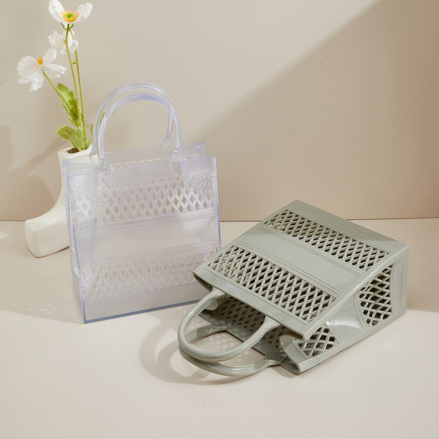 ZLLKL 2025 Bohao PVC Barbie jelly bag fashionable versatile soft handle vegetable basket dirt-resistant and easy to wash summer portable women's bag Popular trade