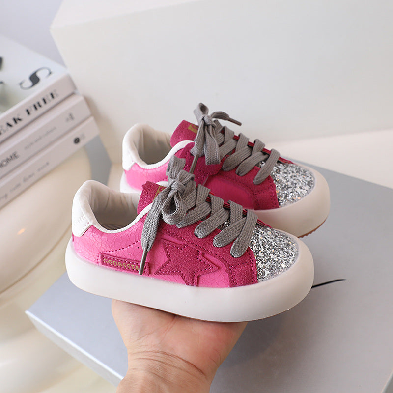 ZllKl Girls Low-Top Sneakers Autumn New Fashion Children's Casual Pumps Little Girl Soft Bottom Non-Slip Sneaker