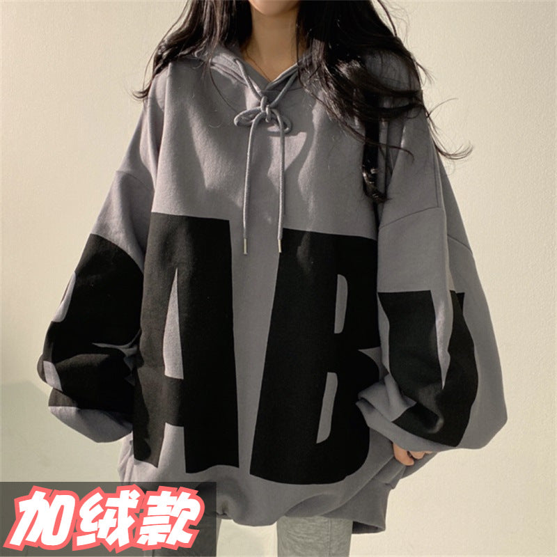 ZLLKL 2025 Cotton, hooded sweater women's loose Korean version on clothes versatile student letter ins tide brand spring and autumn leisure wholesale