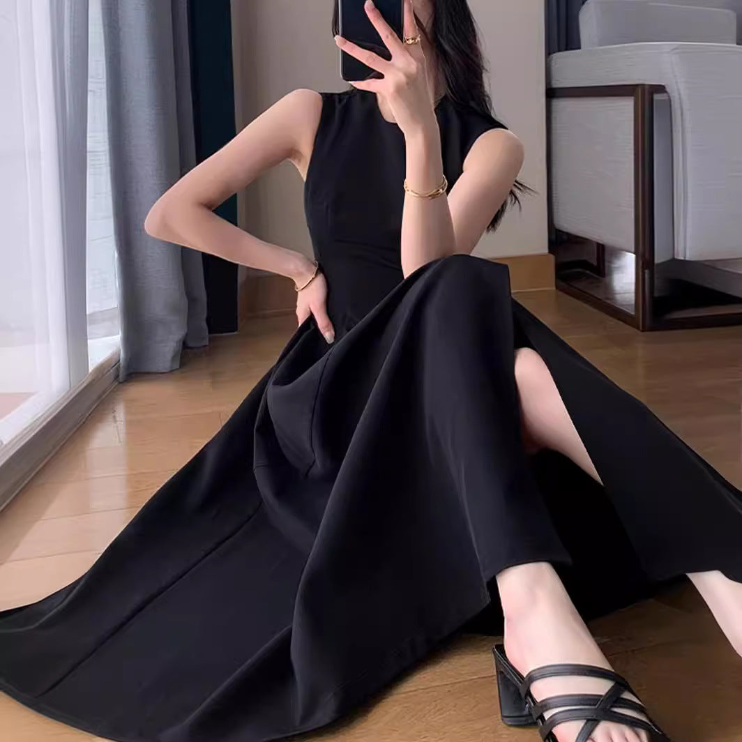 ZllKl Black Dress Summer New Sleeveless Temperament Slimming Commuting Hepburn Style Dress Dress Wholesale