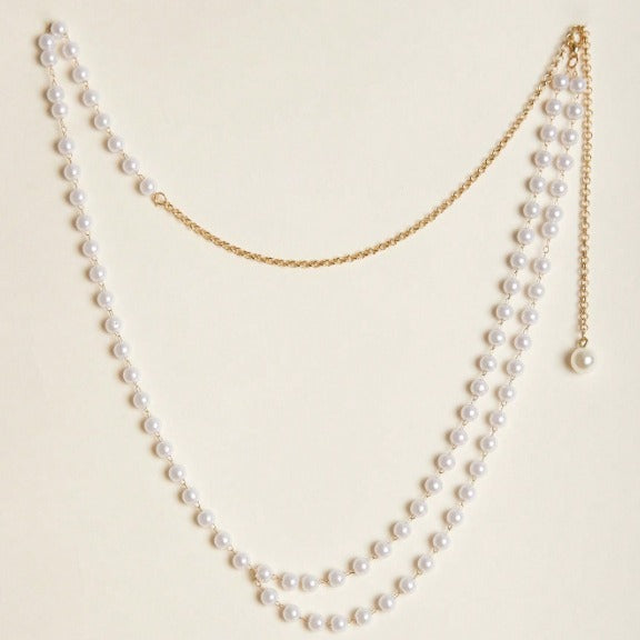 3463 2025 new hot-selling Waistchain pearl pendant multi-layer wavy tassel waist chain waist jewelry body chain