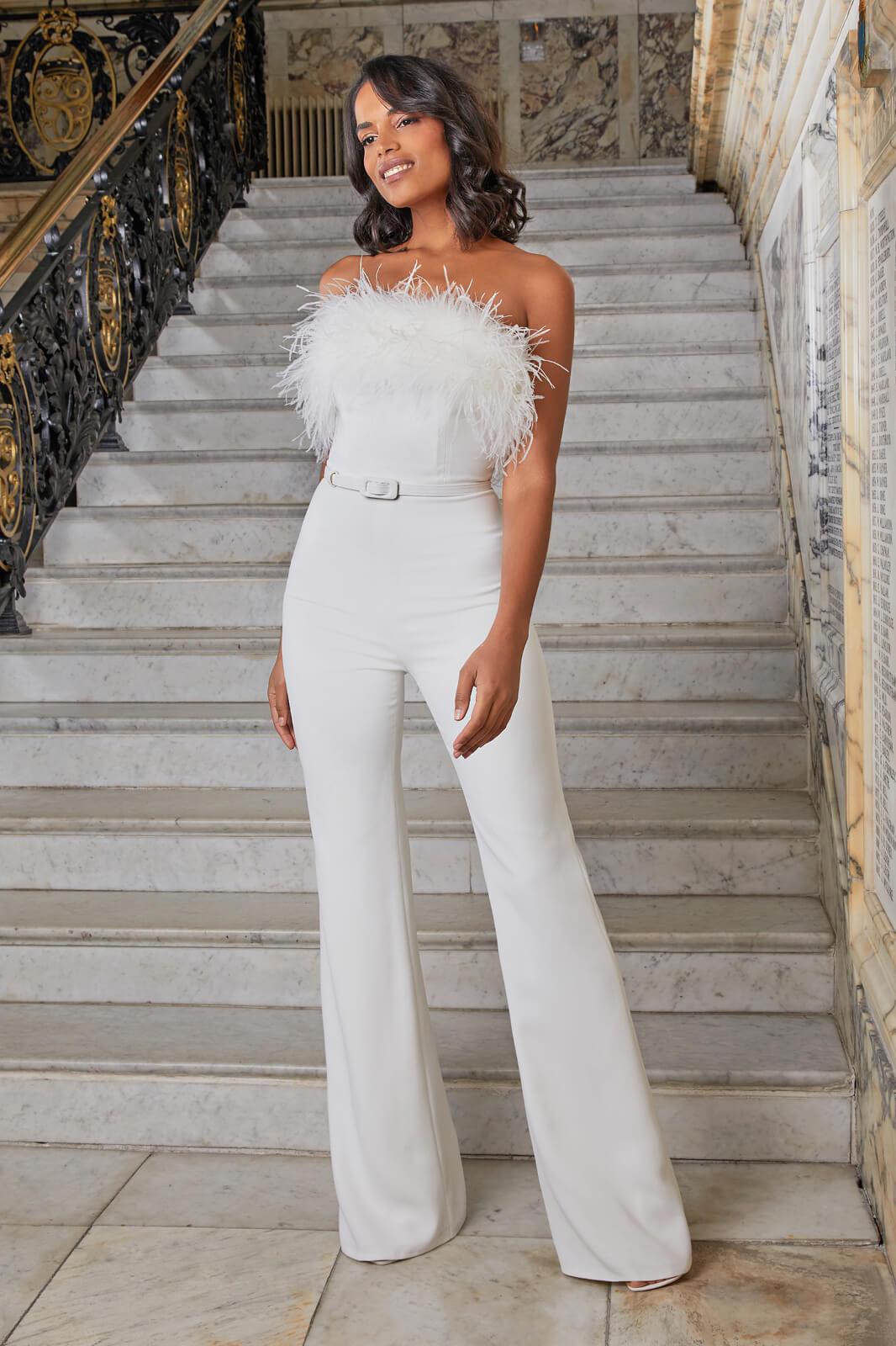 Spring and summer 2022 new 2025 New independent station feather tube top sexy fashion jumpsuit