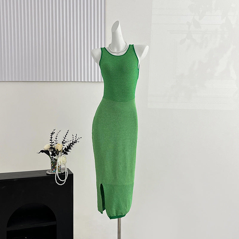 ZllKl 2025 women's clothing New summer new fashionable and sexy round neck slim-fit halter waist and hip dress