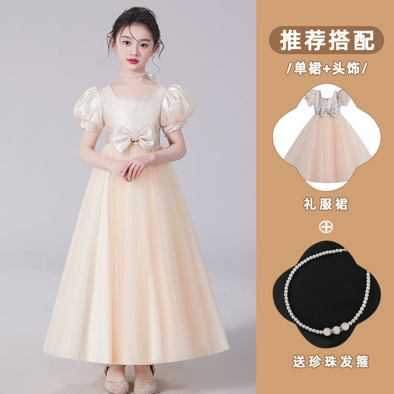ZllKl Children's Dress Princess Dress Children's Summer Clothing Western Style Little Girl Birthday Catwalk Costume for Piano Performance Girl Dress