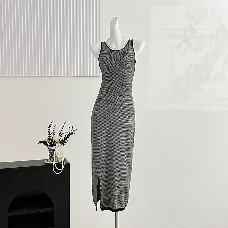 ZllKl 2025 women's clothing New summer new fashionable and sexy round neck slim-fit halter waist and hip dress