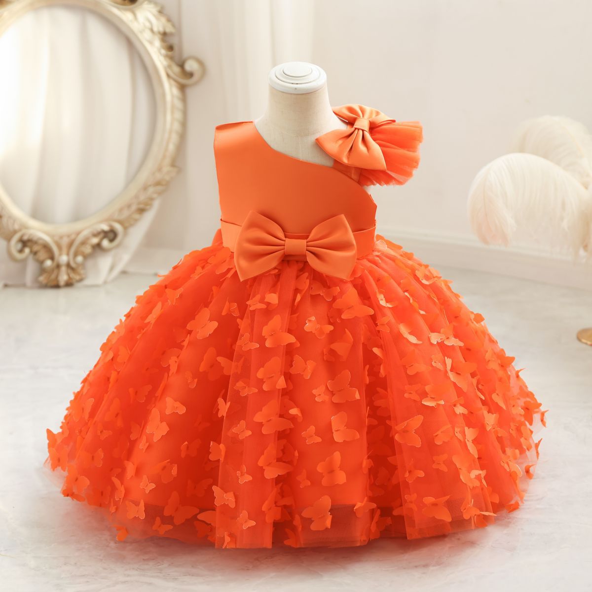 ZllKl Girls' New Princess Mesh Embroidered Children's Dress Children Puff Mesh Birthday Full-Year Formal Dress Wholesale