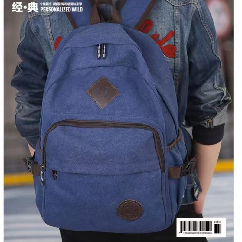New Thickened Canvas Backpack Men's Wear-Resistant Durable Travel Multi-Functional Layered Bag Early High School Student Schoolbag
