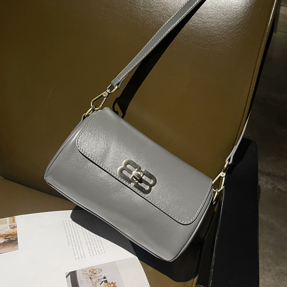 Retro vegetable tanned leather versatile small square bag women's new live broadcast New genuine leather women's bag first layer cowhide messenger bag 834