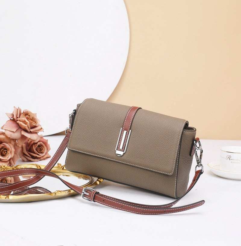 Small square bag women's messenger high-end leather women's bag casual versatile TOGO cowhide shoulder bag fashion small bag 9806