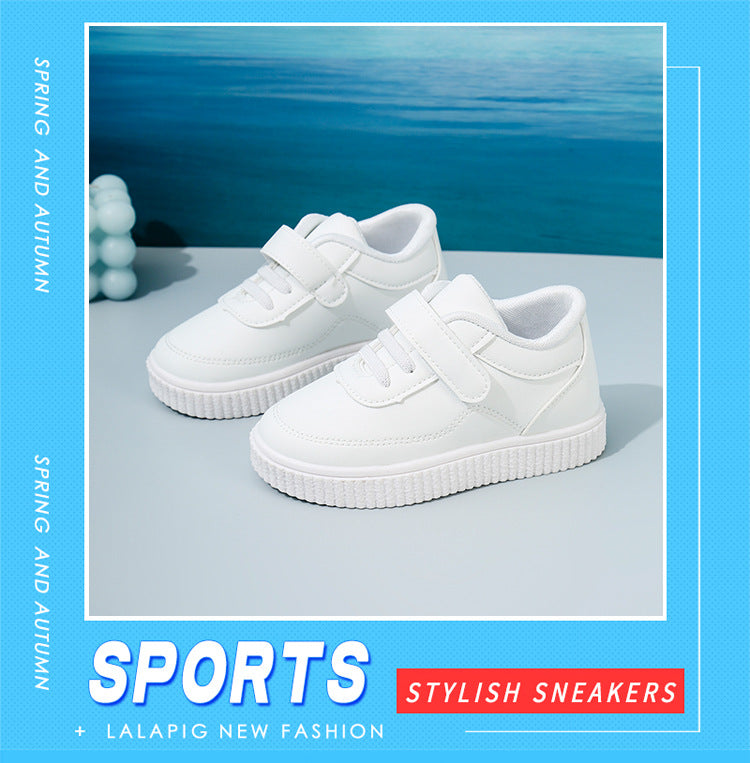 ZllKl Spring and Autumn Single-Layer Shoes Cross-Border White Soft Bottom Toddler Shoes for Children's Shoes Children's Baby Leather Sports White Shoes All Year round