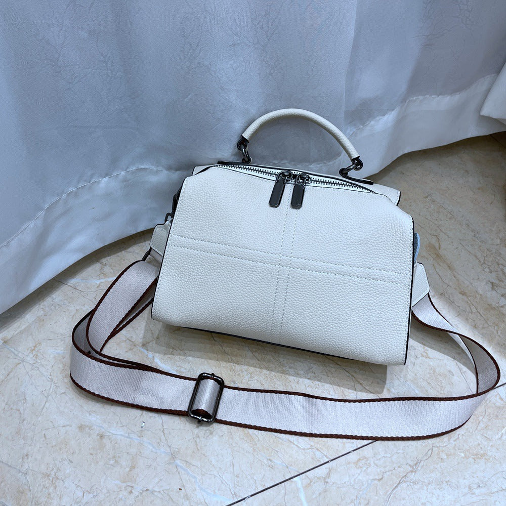 Boston bag genuine leather women's bag New new versatile handbag fashion first layer cowhide shoulder messenger bag 6621