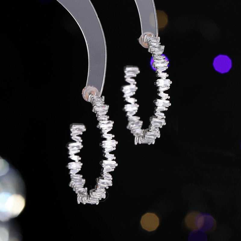 2025 popular new fashion color zircon fringed earrings 925 silver needle long temperament stud earrings wholesale earrings