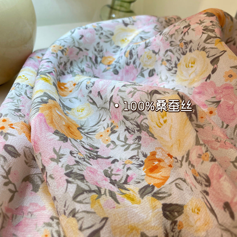 Silk lace-up shirt women's spring and summer popular new mulberry silk slim-fit top with loose long-sleeved shirt inside