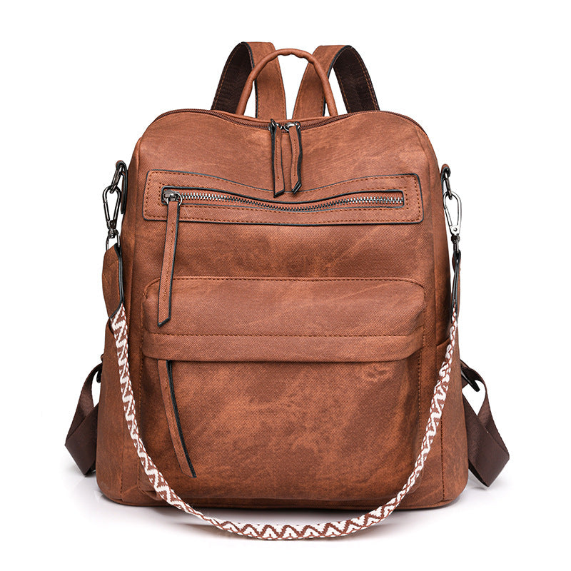 2025 backpack bags backpack women's PU soft leather versatile large-capacity dual-purpose shoulder bag Mommy backpack