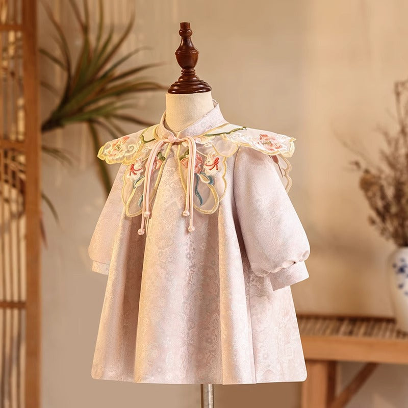 ZllKl Chinese Style One Year Old Celebration Dress Baby Girl New Girl Birthday Banquet Zhuazhou Tang Suit National Style Baby Girl Crown Clothes Spring and Summer