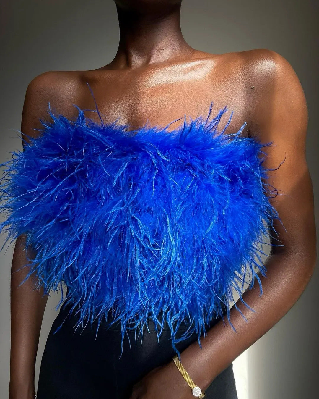 Spring and summer 2022 2025 Popular trade fashion fluffy multi-color fluffy tube top versatile 2025 New tops New