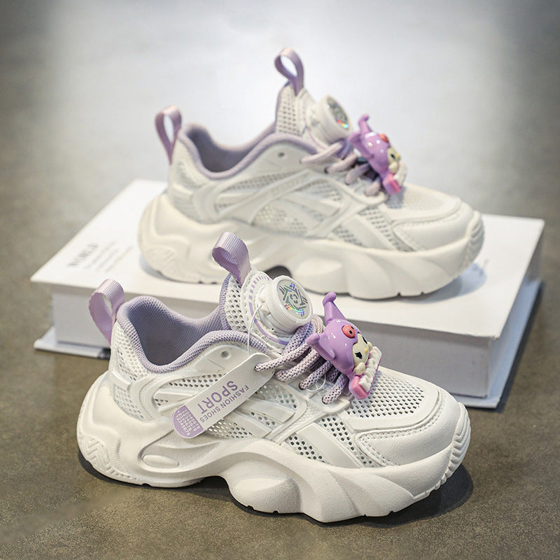 ZllKl Girls Sneaker New Spring and Summer Children's Shoes Breathable Mesh Children Single Mesh Dad Shoes